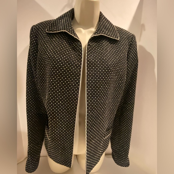 Albert Nipon Blazer, black with white polka dots, size 10 - Picture 1 of 10